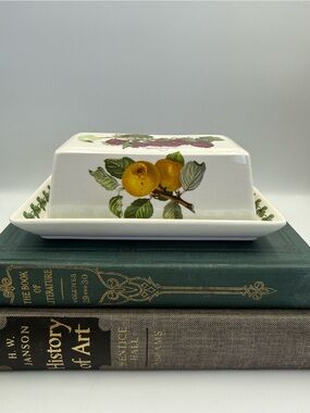 Portmeirion POMONA Wilmot's Early Red COVERED BUTTER DISH Goddess of Fruit 2 Pc